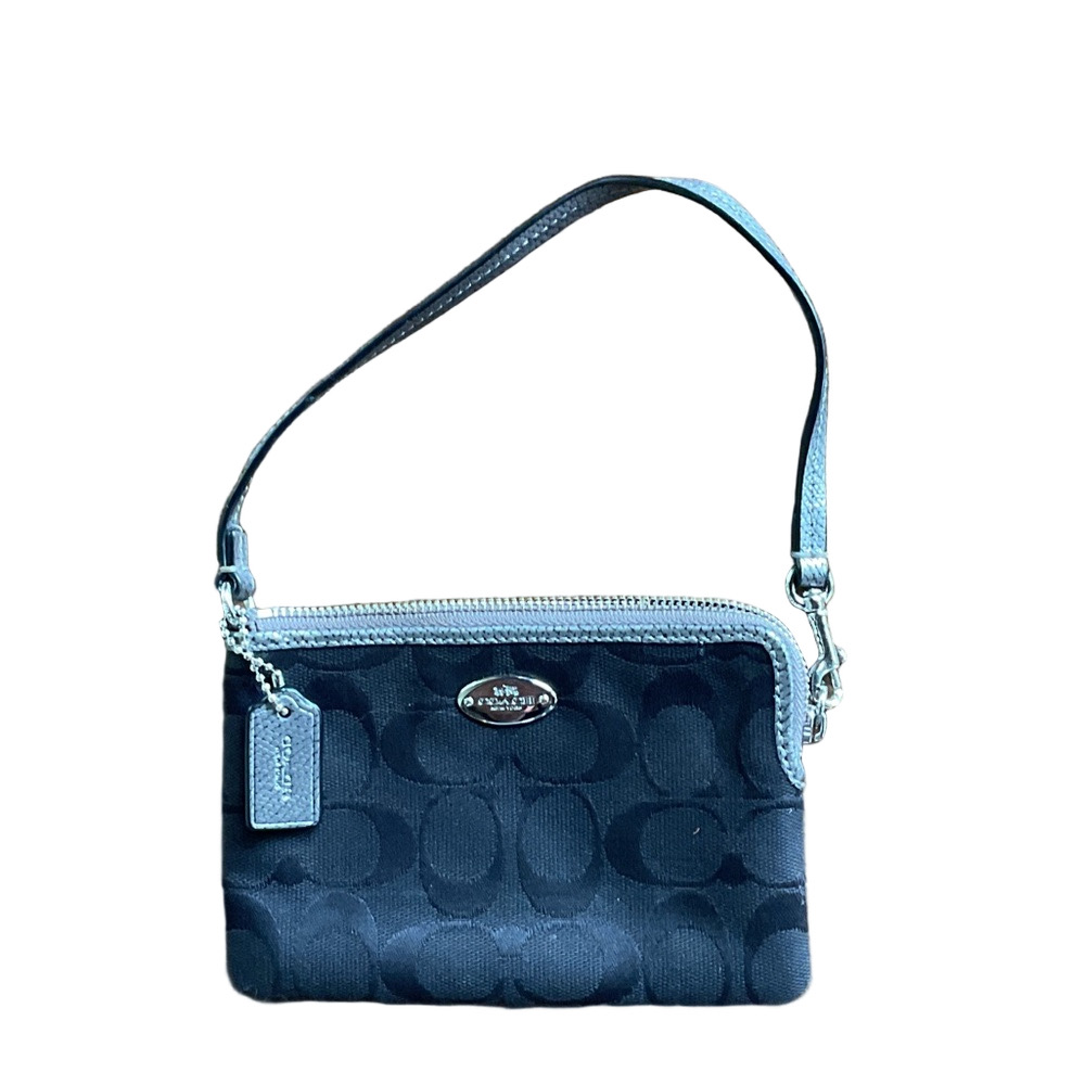 Coach Signature Black Monogram Wristlet